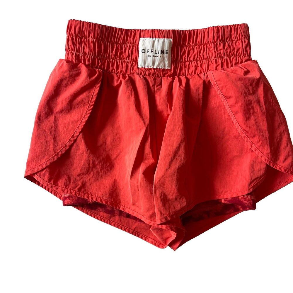 OFFLINE by Aerie The Hugger 2-in-1 Running Shorts XS Coral Orange Athletic Gym